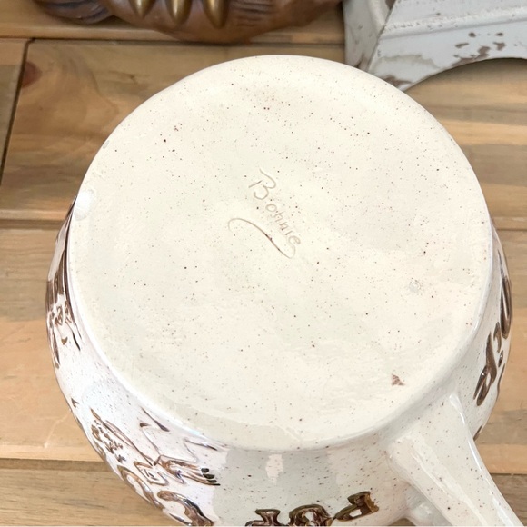 Vintage 1976 Holland Mold Ceramic Oversized Mug Popcorn Bowl Hand Painted Signed - Picture 7 of 8